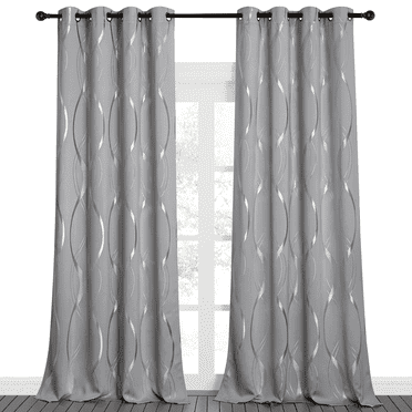 NICETOWN Grommet Black Out Window Curtains Long 2 Panels Room Darkening Curtains for Bedroom Thermal Insulated Curtains for Living Room, 52x95 inches, Silver Grey