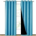 thumbnail image 1 of NICETOWN Insulated 100% Blackout Curtains, Noise Reducing Performance Drapes with Black Lining, Full Light Blocking Draperies for Overnight Shift Worker (Light Blue, 1 Pair, 52 inches x 95 inches), 1 of 7