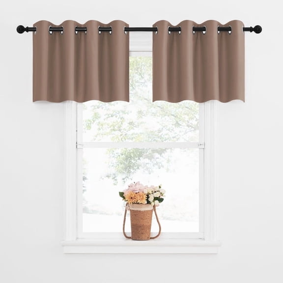 NICETOWN Kitchen Curtains for Small Window, Light Blocking Thermal Insulated Curtains Privacy Grommet Window Treatment, 52"x18", Cappuccino, 2 Panels