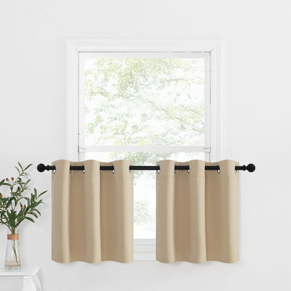 NICETOWN Kitchen Tiers Curtains Sets for Windows, Thermal Insulated Room Darkening Curtains Light Blocking Grommet Small Curtains for Loft Window, 42"x 24", Biscotti Beige, 2 Panels