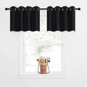 NICETOWN Kitchen Tiers Curtains, Short Solid Grommet Room Darkening Window Curtain Valances for Living Room, Black, 52"x18", 1 Pair