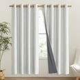 thumbnail image 1 of NICETOWN Linen 100% Blackout Curtains for Living Room, Thermal Insulated Grommet Energy Saving Room Darkening Drapes, Greyish White, 2 Panels, W52 x L72, 1 of 8