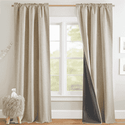 NICETOWN Linen Contemporary Cream Texture Home Back Tab Blackout Kitchen Curtains, 52" x 84" (2 Panels)