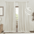 thumbnail image 1 of NICETOWN Linen Curtains 84-inch Length 55" Wide for Bedroom, Thick Linen Textured Window Drapes Semi Sheer Light Filtering Back Tab Casual Country Curtains, Natural, 2 Panels, 1 of 10