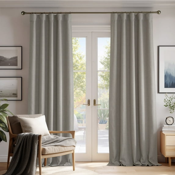 NICETOWN Linen Curtains & Drapes for Living Room 84 inch Length 2 Panels, Pinch Pleated Heat/Light Blocking Room Darkening Curtains Thermal Insulated Window Drapes for Bedroom, Angora, W50 x L84