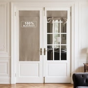 NICETOWN Linen French Door Curtains, 100% Blackout Door Curtains Privacy Thermal Insulated Tie up Glass Shades, Room Darkening Door Blinds for Door Window, Taup