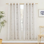 NICETOWN Living Room Curtains 72 Inch Length 2 Panels Set, Boho Linen Sheer Curtains Light Filtering with Privacy Protection Farmhouse Window Drapes, Taupe