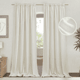 thumbnail image 1 of NICETOWN Living Room Linen Curtains 95 inch Length 55" Wide, 2 Panels Set, Natural color, Rod Pocket & Back Tab Privacy Added with Light Filtering Linen Curtains & Drapes for Home Office, 1 of 9