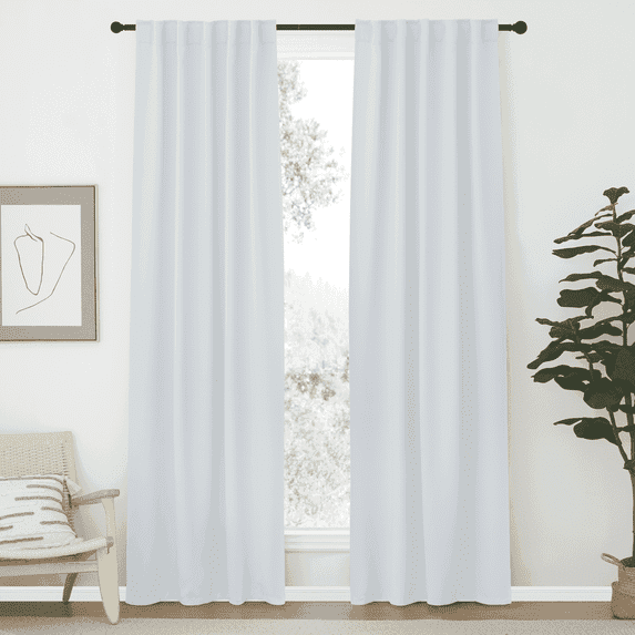 NICETOWN Luxury Blackout Curtains for Bedroom & Living Room, Thermal Insulated Backtab and Rod Pocket, 2 Panels, W42 x L84, Greyish White