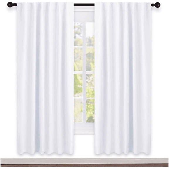 NICETOWN Modern Blackout Curtains Backtab and Rod Pocket Insulating Curtains for Winter, W52 x L72, 2 Panels, Pure White
