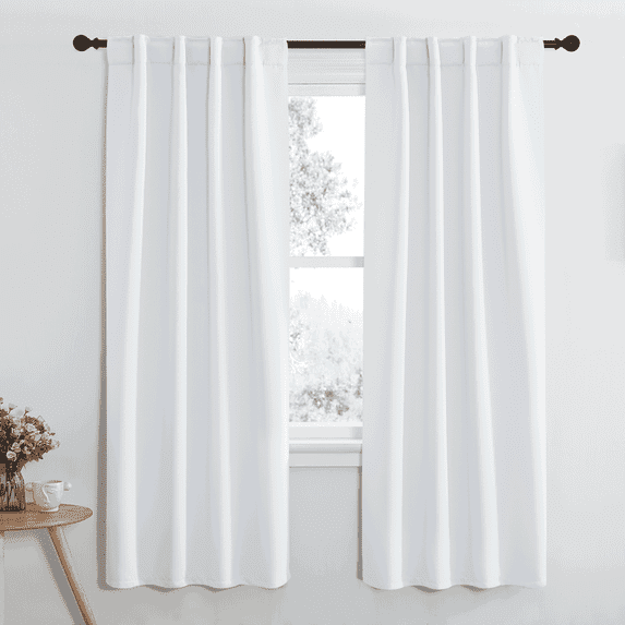 NICETOWN Modern Curtains for Bedroom Black out Backtab and Rod Pocket Privacy Light Blocking Curtains, W34 x L72, 2 Panels, Greyish White