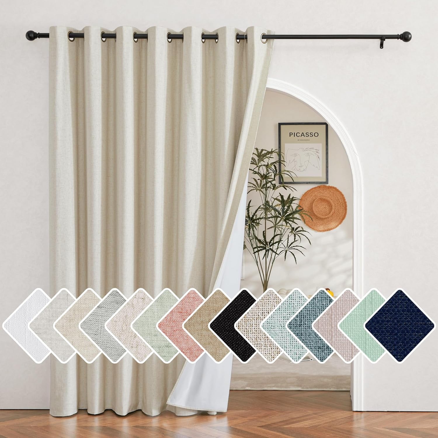 NICETOWN Natural 100% Blackout Curtains For Room Divider, Thermal ...