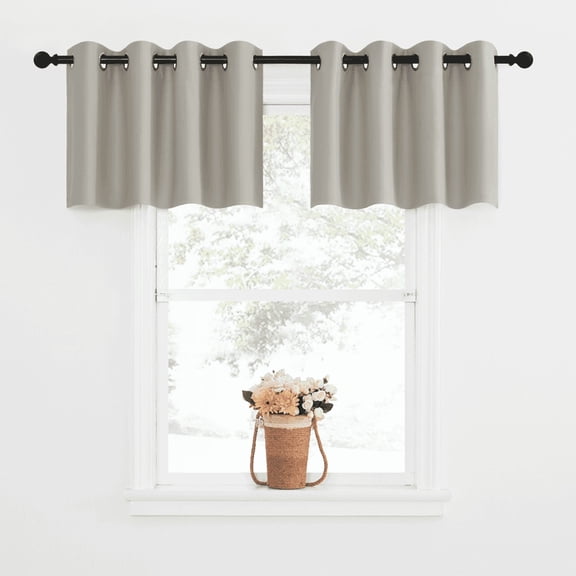 NICETOWN Natural Blackout Curtains for Bedroom, Grommet Thermal Insulated Light Blocking Curtains Energy Saving Privacy Small Window Treatments, 52"x18", 2 Panels