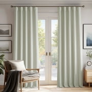 NICETOWN Faux Linen Blackout Curtains & Drapes for Living Room 84 inches Long 50" Wide, Pinch Pleated Light Blocking Window Treatments Thermal Insulated Curtains for Bedroom, 2 Panels,Ivory