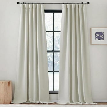 NICETOWN Natural Faux Linen Blackout Curtains & Drapes 84 inches Long 50" Wide, 2 Panels, Pinch Pleated Light Blocking Window Treatments Keep Hot Air Out Drapes for Living Room