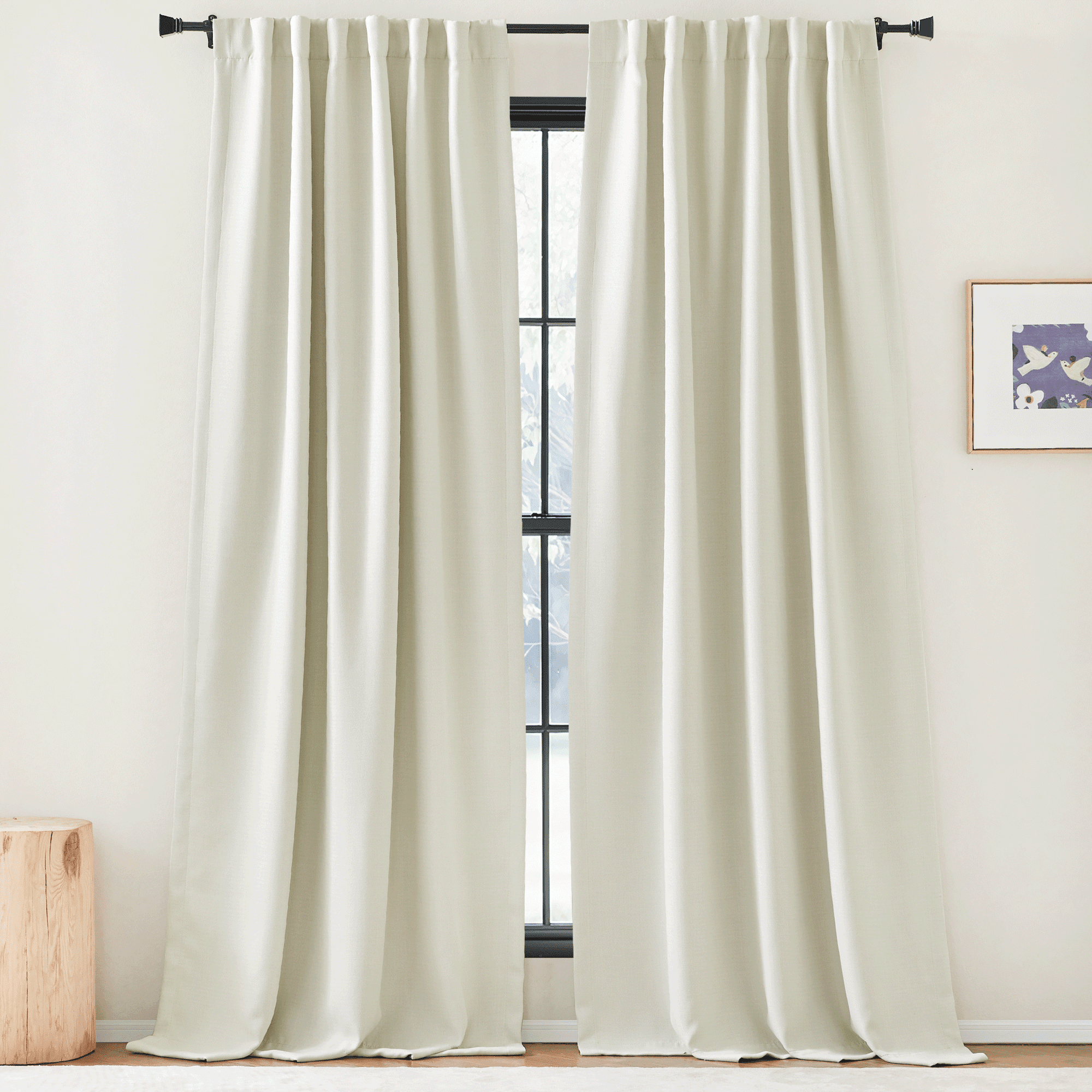NICETOWN Natural Faux Linen Curtains 90 inches Long 50" Wide for