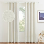 NICETOWN Linen Curtains for Living Room, Natural Semi Sheer Thick Linen Drapes Light Filtering Elegant Neutral Bohemian Grommet Bedroom Curtain Panels, 55"x84", 2 Panels
