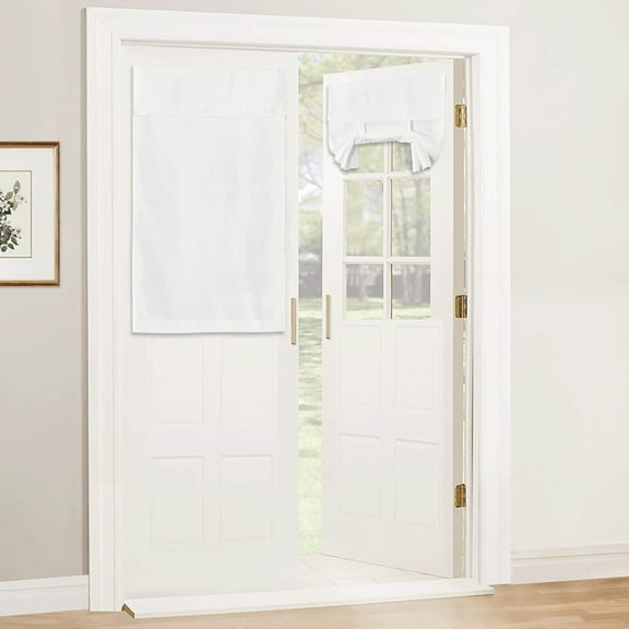 NICETOWN Natural Linen Door Curtains, French Door Shade for Door Window, Privacy Thermal Insulated Door Window Covering for Patio Door Glass Door Front Door, Pure White, 26"x40", 1 Panel