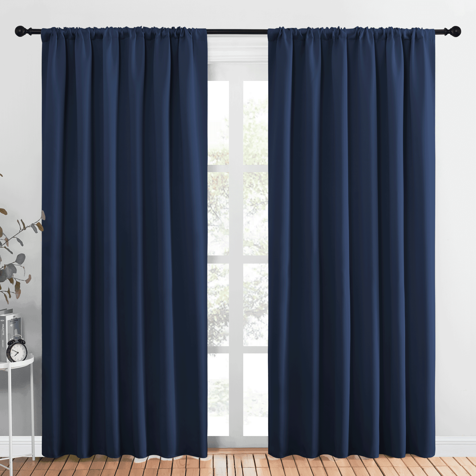 NICETOWN Navy Blackout Curtains Rod Pocket Curtains Panels Thermal