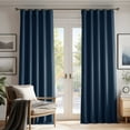 thumbnail image 1 of NICETOWN Navy Blue Room Darkening Curtains for Bedroom, Rod Pocket/Back Tab/Hook Belt Light Blocking Noise Canceling Linen Blend Window Treatments for Living Room, W50 x L96, 2 Panels, 1 of 9