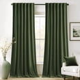 thumbnail image 1 of NICETOWN Olive Green Velvet Curtains, Christmas Thermal Insulated Blackout Curtain for Bedroom Living Room, Back Tab Room Darkening Luxury Vintage Heavy Drapes Panels, 52"x108", 2 Panels, 1 of 8