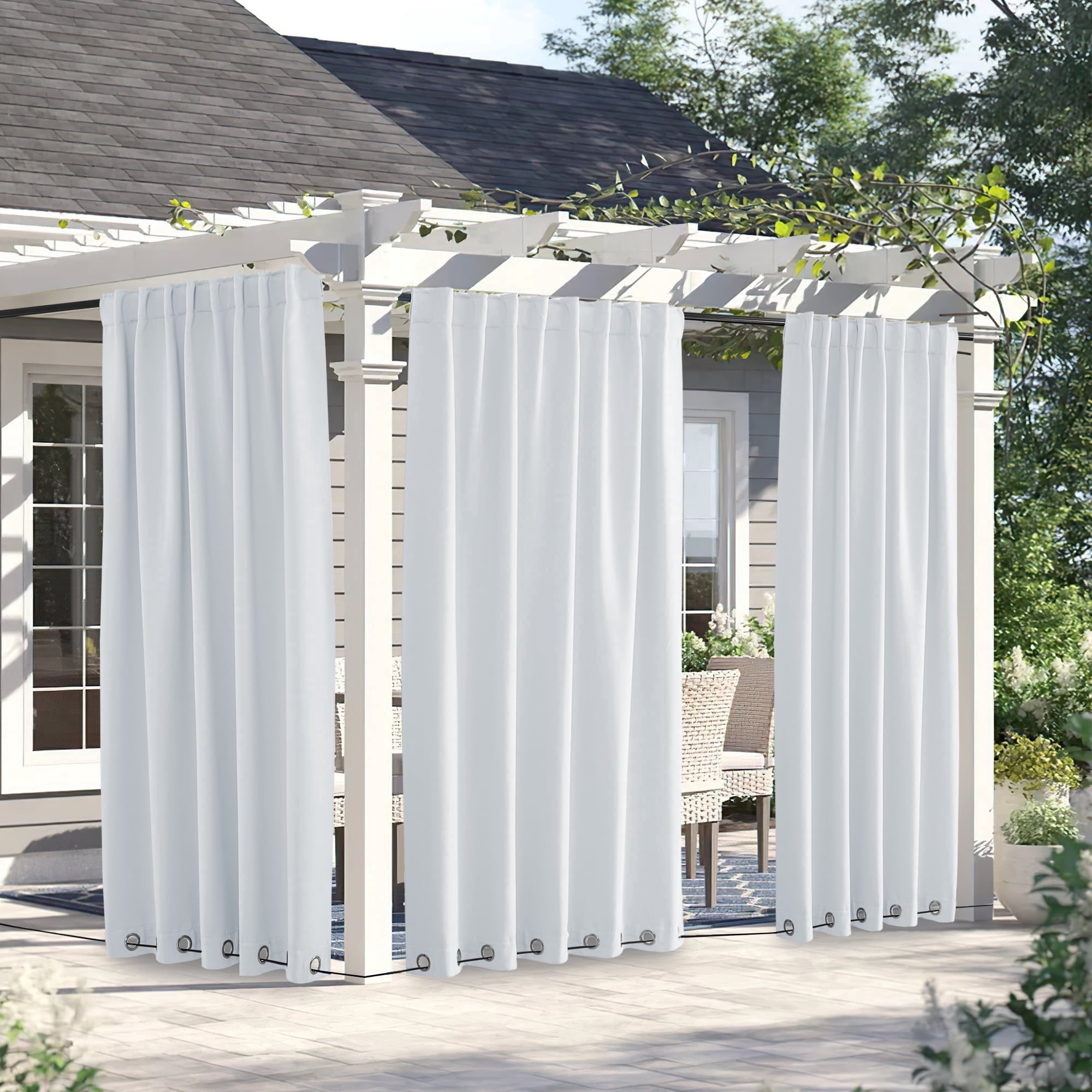 NICETOWN Outdoor Curtains 2 Panels for Porch Waterproof, Top & Bottom ...