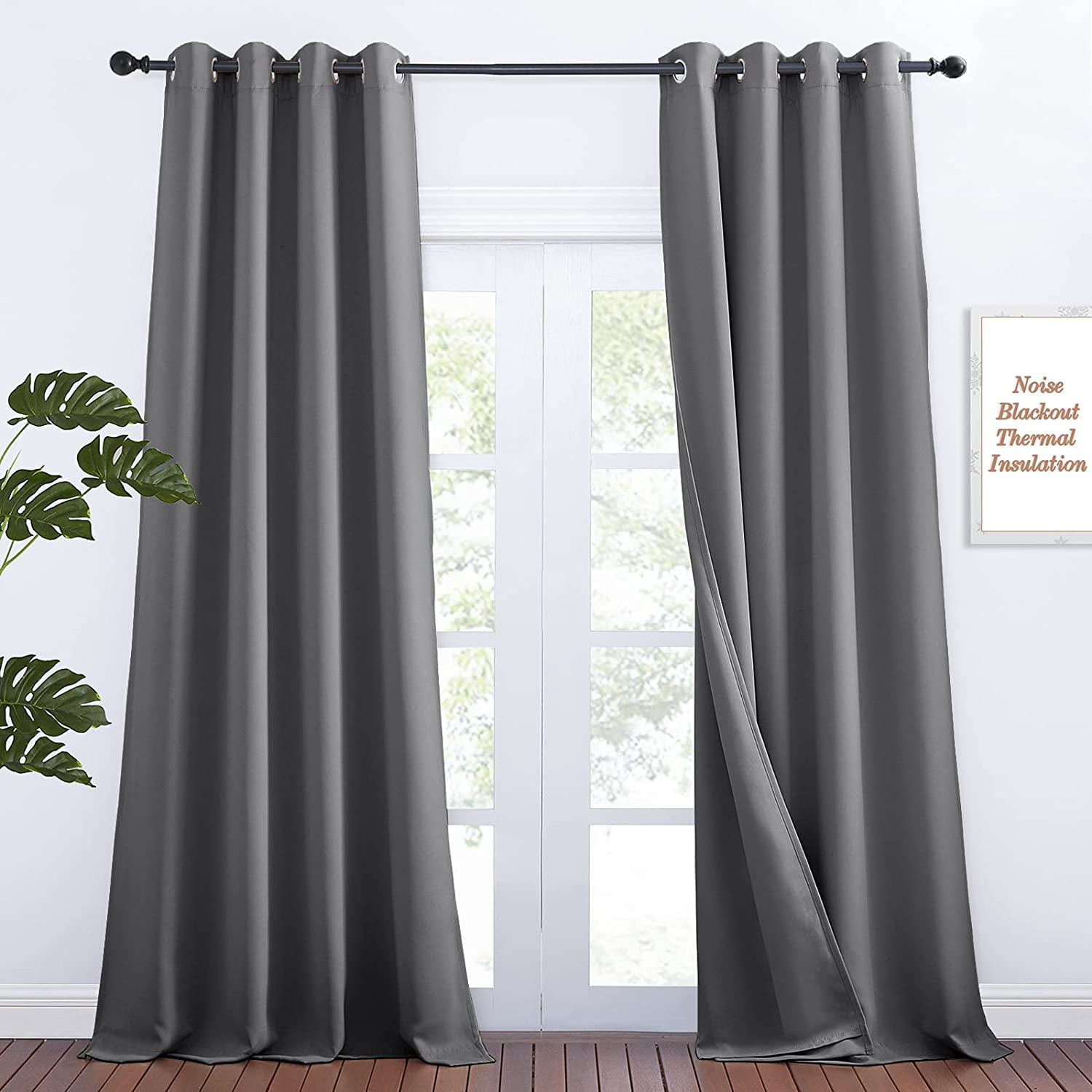 NICETOWN Outdoor Noise Blocking Blackout Curtains for Office, Full ...