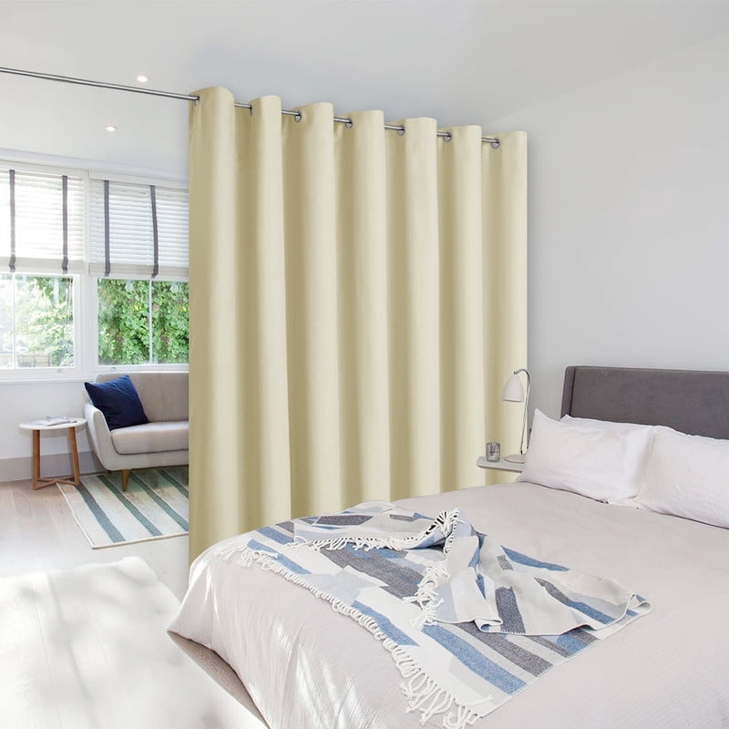 NICETOWN Patio Door Curtain Sound Blocking, Bedroom Privacy Room Divider Curtain Screen Partitions, Thermal Insulated Blackout Closet Sliding Door Curtain 1 Panel,10ft Wide by 8ft Long,Beige