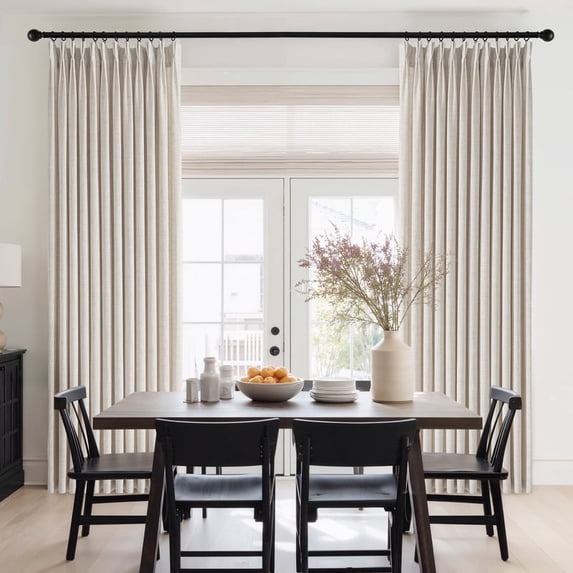 NICETOWN Pinch Pleated Linen Curtains 96 Inches Long for Bedroom, Linen Blended Light Filtering Window Curtains, Pinch Pleat Privacy Drapes with Hooks, Cream, 40"x96", 2 Panels