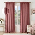 thumbnail image 1 of NICETOWN Pom Pom Velvet Curtains for Bedroom, Room Darkening Thermal Insulated Rod Pocket Velvet Drapes, Cute Curtains for Baby Room, 52"x108", 2 Panels, Dry Rose, 1 of 9