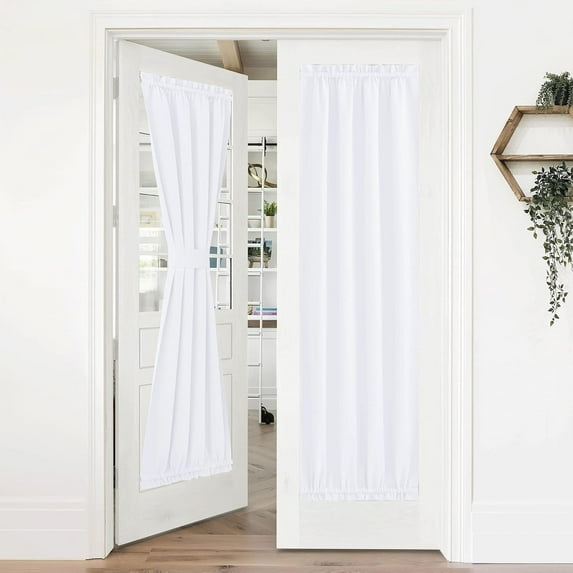 NICETOWN Pure White Door Curtain, Room Darkening French Door Curtain Thermal Insulated Drape for Dorm Room Classroom, 36"x72", 1 Panel