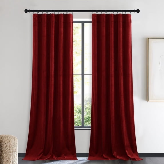 NICETOWN Red Velvet Curtains 84 inches Long for Bedroom, Thermal Insulated Soundproof Soft Vintage Luxury Heavy Drapes, 42"x84", 2 Panels