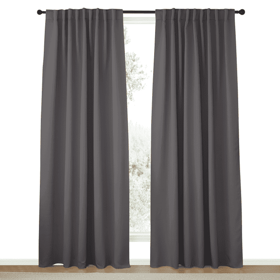 NICETOWN Room Darkening Back Tab and Rod Pocket Blackout Curtains for Living Room 52x84 inch Grey 2 Panels