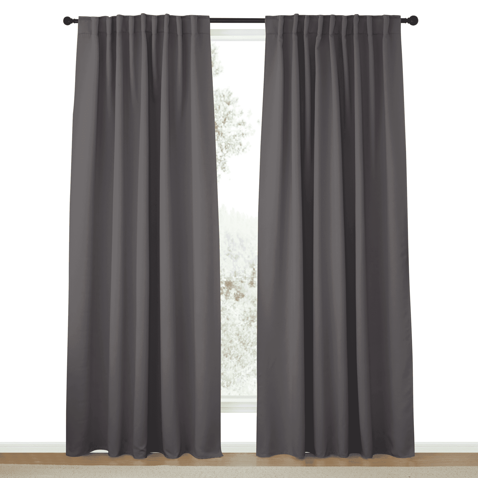 NICETOWN Room Darkening Back Tab and Rod Pocket Blackout Curtains for Living Room 52x84 inch Grey 2 Panels