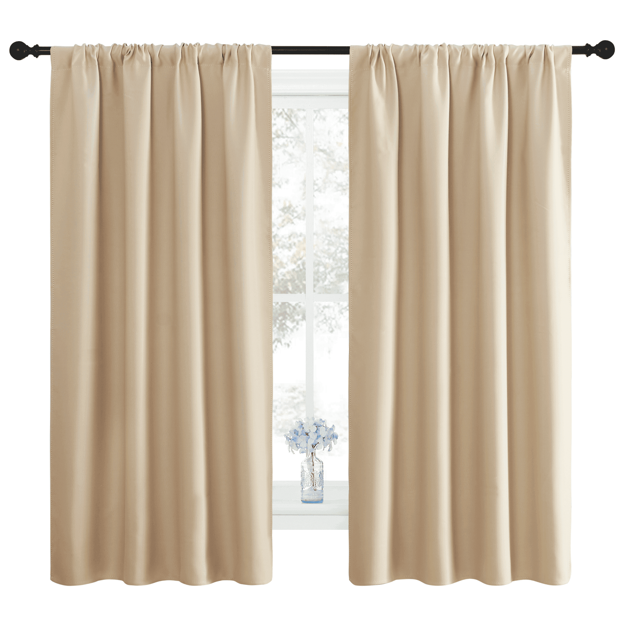 NICETOWN Room Darkening Curtains 63 inch Length for Bedroom Rod Pocket Thermal Insulated Curtains Dr(图1)