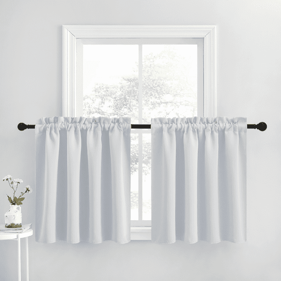 NICETOWN Room Darkening Curtains, Rod Pocket Thermal Insulated Drapes Window Treatment Curtains for Bedroom Living Room, Greyish White, 42"x24", 2 Panels