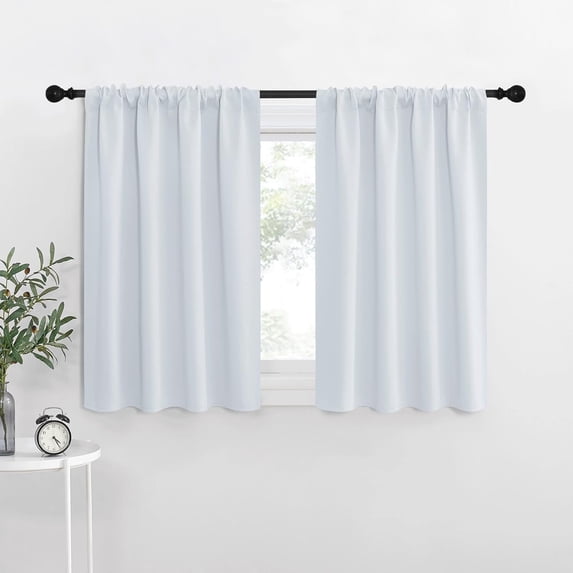 NICETOWN Room Darkening Curtains Rod Pockte Thermal Insulated Blackout Curtain Panels 42x36 inch, Greyish White, 2 Panels