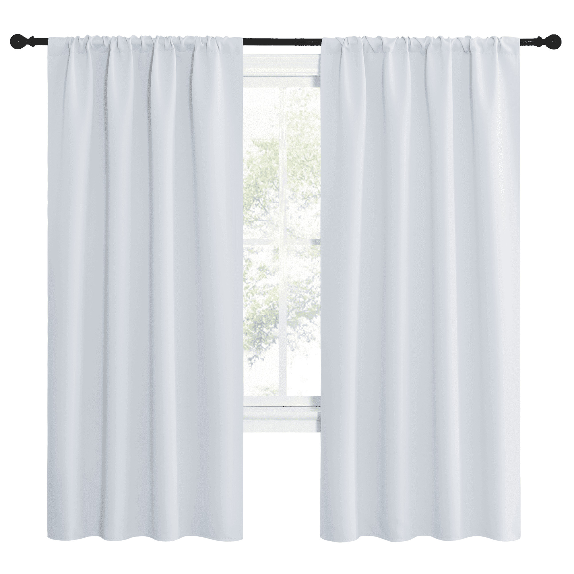 NICETOWN Room Darkening Curtains for Bedroom Rod Pocket Blackout Curtains Drapes, 42"x72", Greyish W(图1)