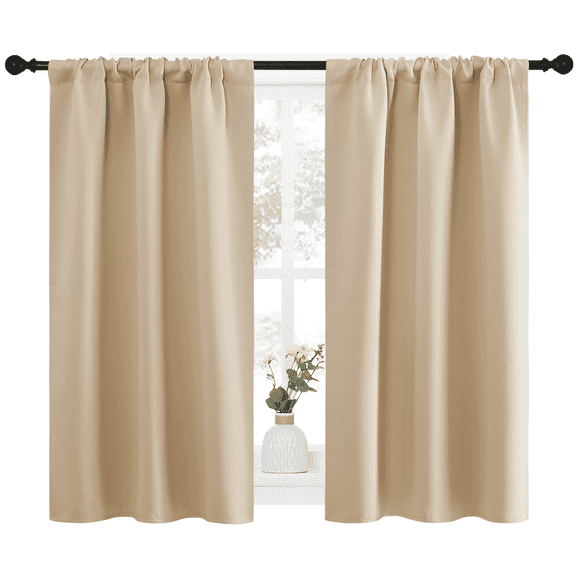 NICETOWN Room Darkening Curtains for Bedroom Thermal Insulated Rod Pocket Window Treatments 34x45 inch, Biscotti Beige, 2 Panels