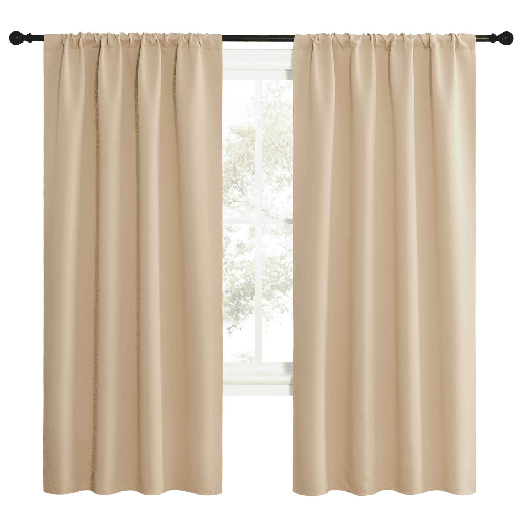 NICETOWN Room Darkening Curtains For Living Room Rod Pocket Blackout ...