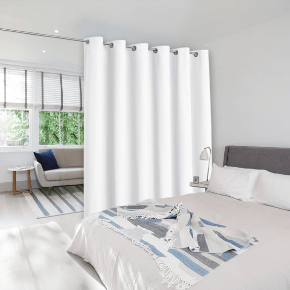 NICETOWN Room Divider Curtain Screen Partitions, Total Privacy Blackout Grommet Curtain for Bedroom Patio Sliding door, 1 Panel, 8.3ft Wide by 8ft Long, White