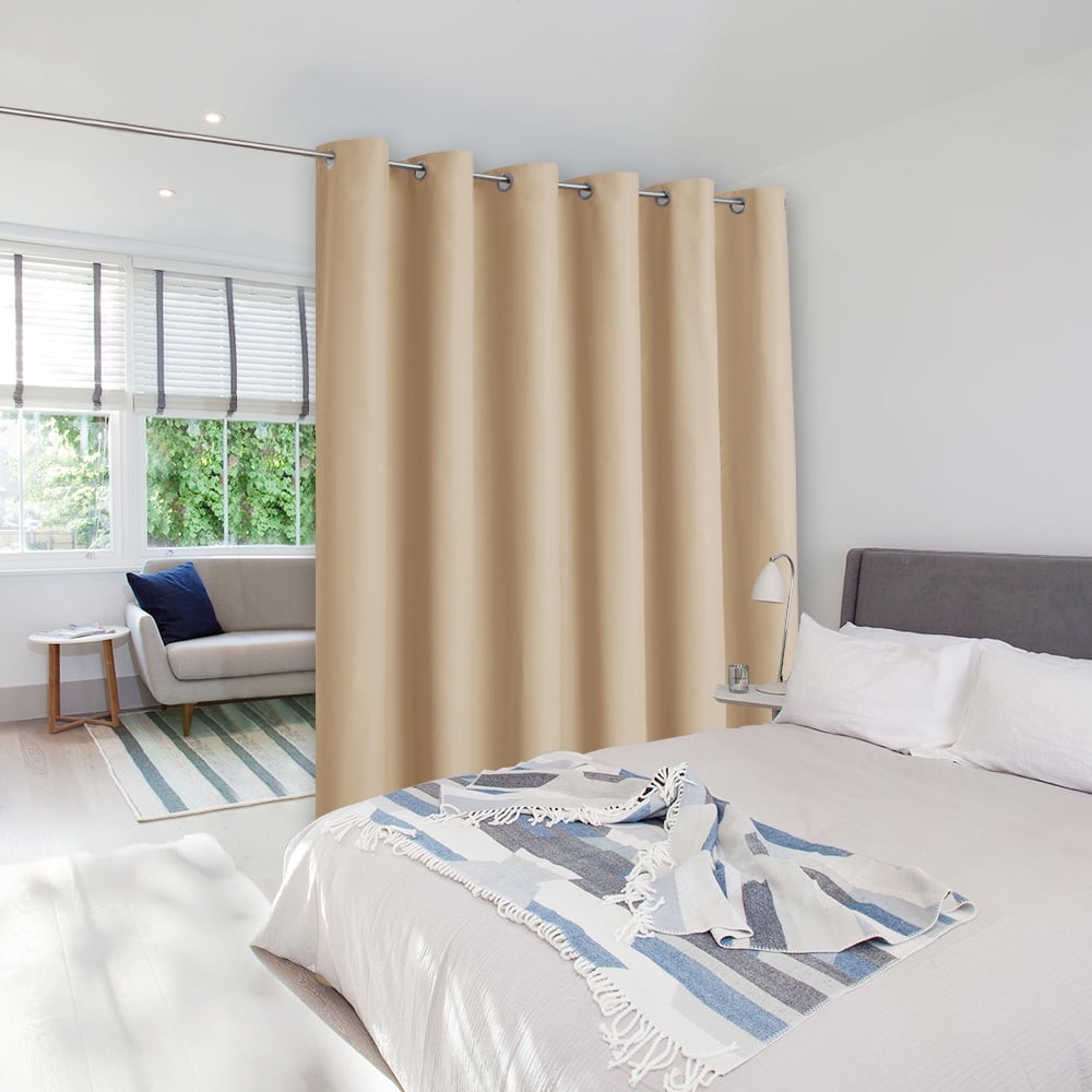 NICETOWN Room Divider Curtains Total Privacy Wall Room Divider Screens, Blackout Thermal Insulated Grommet Panel for Bedroom, 1 Panel, 8.3ft Wide by 10ft Long, Biscotti Beige