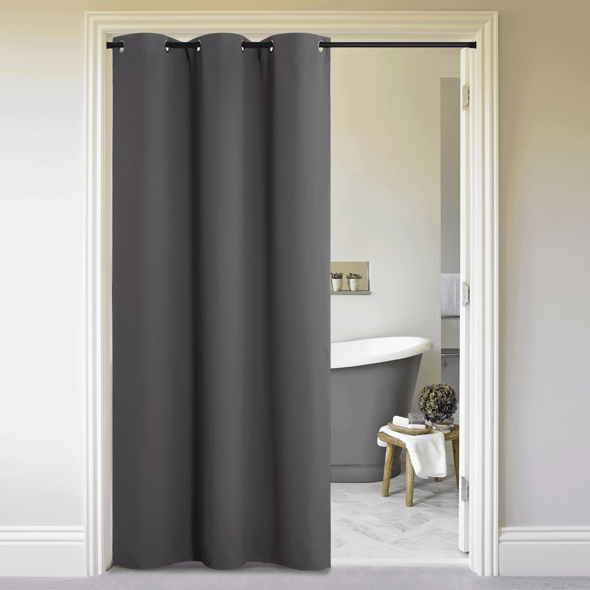 NICETOWN Room Divider Heavy Curtain Screen Partitions, Privacy Vertical Blinds for Patio Sling Door, Blackout Window Curtain, Extra Wide Drapes for Bedroom，Single Panel, 5ft Wide by 8ft Long, Grey