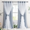 thumbnail image 1 of NICETOWN Ruffle Blackout Double Layer Curtains Sheer Overlay for French Country Rustic Design Room Darkening Drapes, W52 x L84, Set of 2, Pigeon Blue, 1 of 8