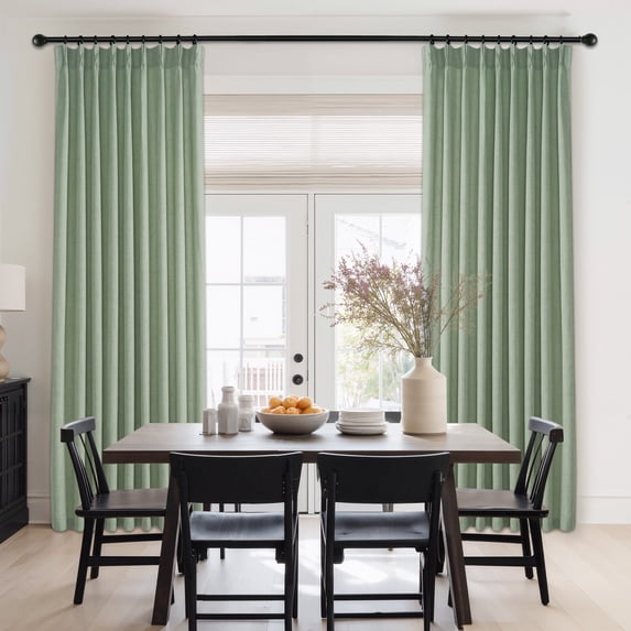 NICETOWN Sage Green Pinch Pleated Linen Curtains, Semi Sheer Linen Blended Light Filtering Curtains Pinch Pleat Privacy Drapes with Hooks for Bedroom Living Room, 40"x84", 2 Panels