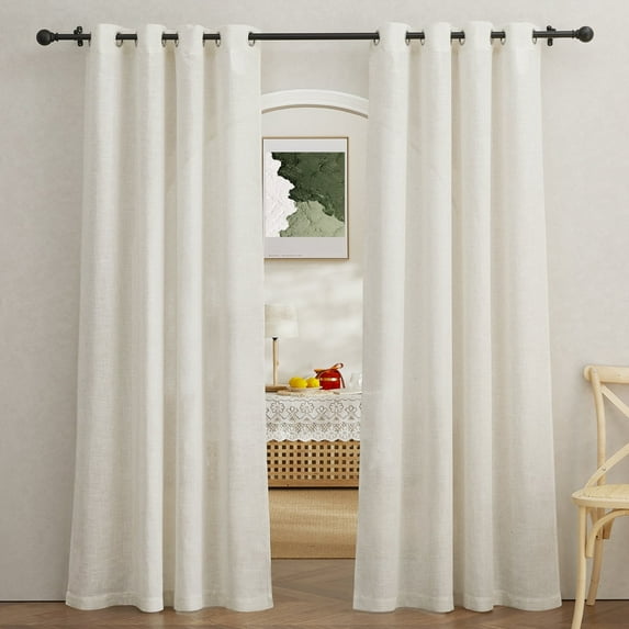 NICETOWN Semi Sheer Linen Curtains for Living Room, Light Filtering Grommet Semi Sheer Half Privacy Linen Window Treatments, 52"x 84", Linen, 2 Panels
