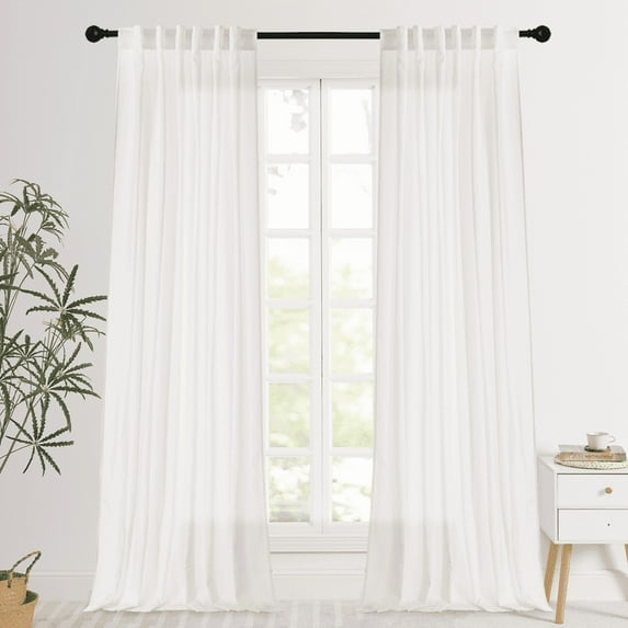 NICETOWN Sheer Curtains 84 inches Long, Non-See-Through Privacy Sheer Curtains Light Filtering Sheer Drapes for Living Room, White, 2 Panels