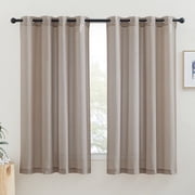 NICETOWN Sheer Linen Curtains 63 inch Length, Grommet Semi Sheer Window Treatments Privacy with Light Filtering Drapes for Home Office, Burlap, 2 Panels