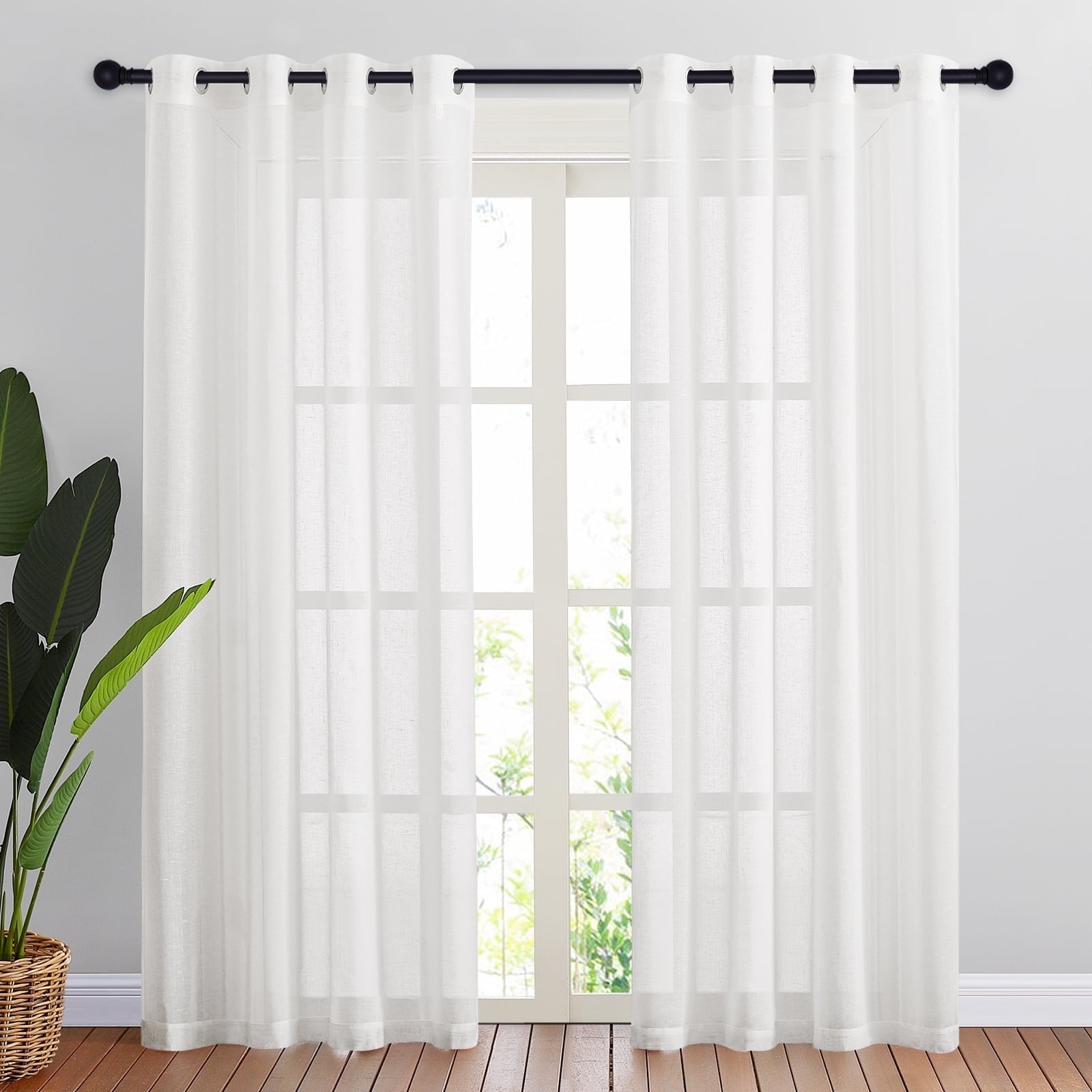 NICETOWN Sheer White Curtains Linen Textured 84 Inch For Bedroom nicetown-sheer-white-curtains-linen-textured-84-inch-for-bedroom