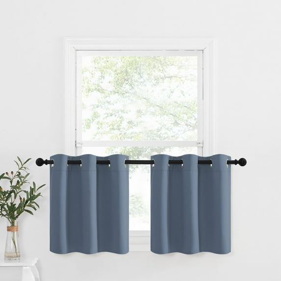 NICETOWN Short Blackout Curtains for Bathroom, Light Blocking Thermal Insulated Curtains Privacy Grommet Window Treatment, 42"x24", Stone Blue, 2 Panels